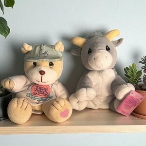 Precious Moments Lot of (2) 20 Year Anniversary 4" Plush Animals Novelty